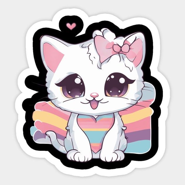 You're My Valentine Kawaii Kitten Sticker by animegirlnft